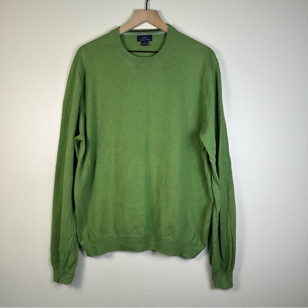 BROOKS BROTHERS 346 Cotton Cashmere Preppy Green Crew Neck Sweater